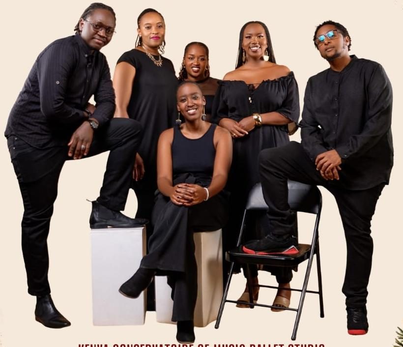 The six members of Love N Krisii dressed in black